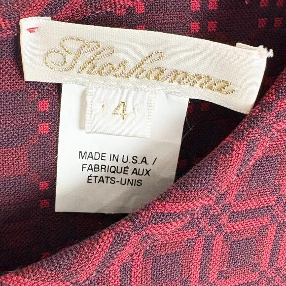 Shoshanna Womens Bell Sleeve Shift Dress Red Geometric Print Back Zip Size 4 - Picture 3 of 7